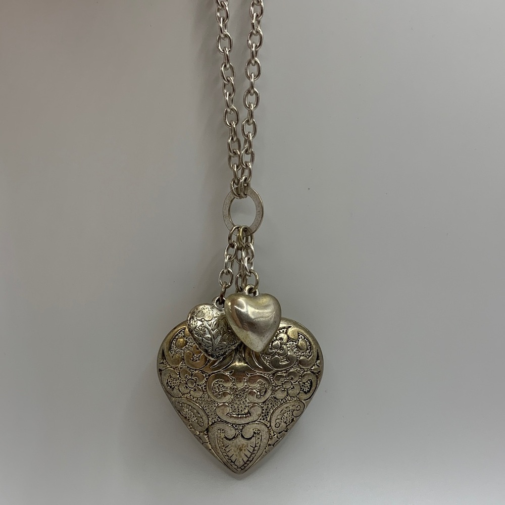 Silver-tone Heart Pendant Necklace
